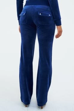 Juicy Couture BLUE DEPTHS CLASSIC VELOUR DEL RAY POCKETED BOTTOMS