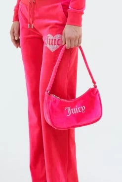 Juicy Couture PINK GLO DIAMANTE VELOUR SHOULDER BAG -Juicy Couture 044ROBERTSONHEART JCMAS223251 166 PINKGLO 00251
