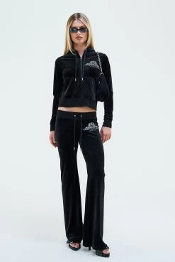 Juicy Couture BLACK ARCH CREST LOW RISE CLASSIC VELOUR PANT