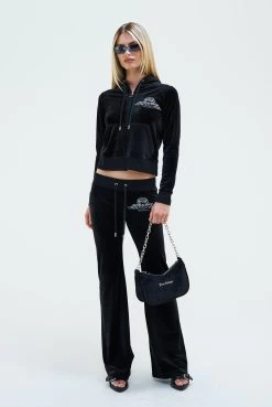 Juicy Couture BLACK ARCH CREST LOW RISE CLASSIC VELOUR PANT -Juicy Couture 070RECARCHEDMETALLICLAYLAPANT JCBBJ223810 101 BLACK 0028