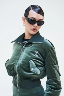Juicy Couture THYME VELOUR BOMBER JACKET -Juicy Couture 097RYDELLBOMBERCOAT JCWCO23328 482 THYME 0044
