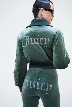 Juicy Couture THYME VELOUR BOMBER JACKET -Juicy Couture 097RYDELLBOMBERCOAT JCWCO23328 482 THYME 0049
