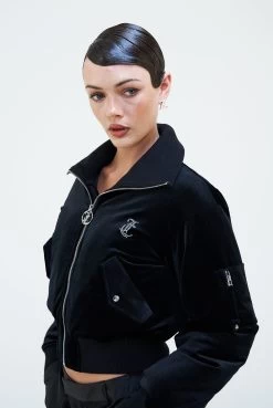 Juicy Couture BLACK VELOUR BOMBER JACKET