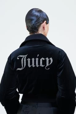 Juicy Couture BLACK VELOUR BOMBER JACKET -Juicy Couture 098RYDELLBOMBERCOAT JCWCO23328 101 BLACK 0030