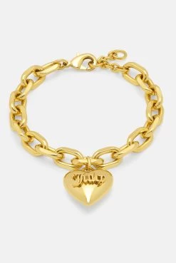 Juicy Couture GOLD CHUNKY HEART CHARM BRACELET -Juicy Couture 10b