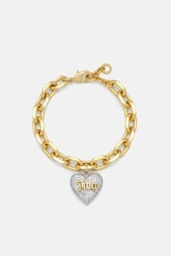 Juicy Couture GOLD PAVÈ CRYSTAL HEART CHARM BRACELET