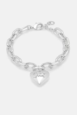 Juicy Couture SILVER CHUNKY HEART CHARM BRACELET -Juicy Couture 12b
