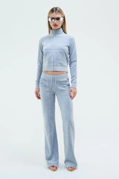 Juicy Couture SILVER MARL LOW RISE VELOUR TRACK PANTS -Juicy Couture 134LIEUTRACKTOP JCCC221005 126 SILVERMARL 0003