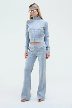 Juicy Couture SILVER MARL LOW RISE VELOUR TRACK PANTS -Juicy Couture 134LIEUTRACKTOP JCCC221005 126 SILVERMARL 0012