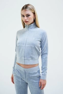 Juicy Couture SILVER MARL CLASSIC VELOUR TRACK TOP