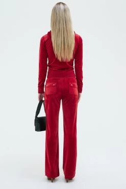 Juicy Couture ASTOR RED CLASSIC VELOUR DEL RAY POCKETED BOTTOMS -Juicy Couture 137ROBERTSONHOODIE JCAP176 122 ASTORRED 0049