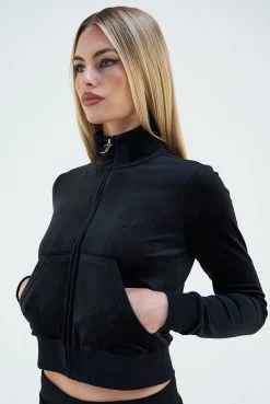 Juicy Couture BLACK CLASSIC VELOUR TRACK TOP
