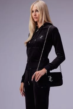 Juicy Couture BLACK MIXED CRYSTAL CLASSIC VELOUR ROBERTSON HOODIE -Juicy Couture 220817 JUICYCOUTURE SHOT 90 005