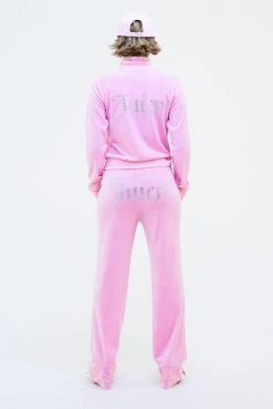 Juicy Couture BEGONIA PINK VELOUR DIAMANTE TRACKSUIT BOTTOM -Juicy Couture 240TINATRACKPANT JCAPW045 334 BEGONIAPINK 0042