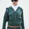 Juicy Couture THYME DIAMANTE VELOUR ZIP-THROUGH HOODIE