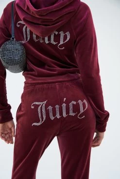 Juicy Couture TAWNY PORT DIAMANTE VELOUR ZIP-THROUGH HOODIE -Juicy Couture 256MADISONHOODIE JCWA122001 485 TAWNYPORT 0104