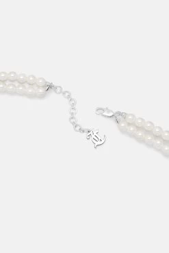 Juicy Couture SILVER DOUBLE ROW PEARL PAVÈ CRYSTAL JUICY CHOKER -Juicy Couture 30b