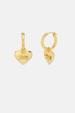 Juicy Couture GOLD HOOP EARRINGS WITH HEART DROP