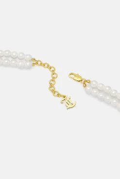 Juicy Couture GOLD DOUBLE ROW PEARL PAVÈ CRYSTAL JUICY CHOKER -Juicy Couture 54b