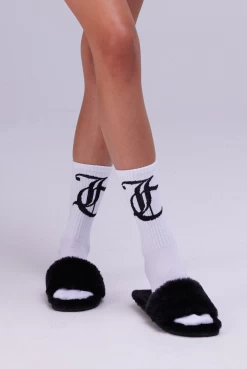 Juicy Couture WHITE CALF LENGTH SOCKS