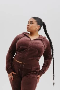 Juicy Couture BITTER CHOCOLATE CLASSIC VELOUR ROBERTSON HOODIE
