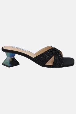 Juicy Couture BLACK SATIN DIAMANTE MULES