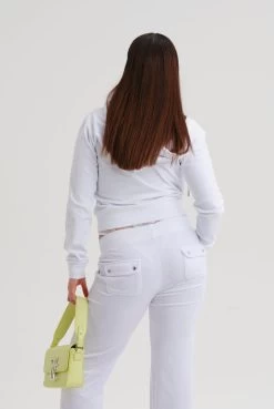 Juicy Couture WHITE CLASSIC VELOUR ROBERTSON HOODIE -Juicy Couture DELRAYBOTTOMS JCAP180 117 WHITEROBERTSONHOODIE JCAP176 117 WHITE 043