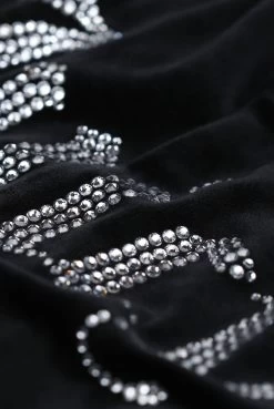 BLACK VELOUR DIAMANTE FLARED PANTS -Juicy Couture DIAMANTE CLOSE UP bf0f1460 84e4 4f1c bd99 11dfcd02aee0