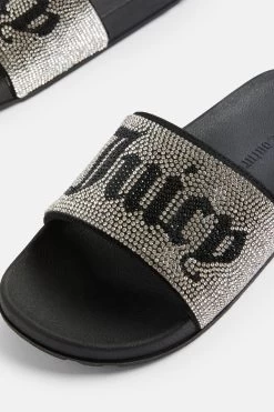 Juicy Couture BLACK DIAMANTE VELOUR SLIDER -Juicy Couture DONNADIAMANTE BLACK 3