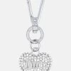 Juicy Couture SILVER DIAMANTE PAVE HEART KEY FOB