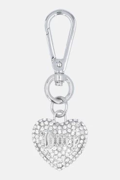 Juicy Couture SILVER DIAMANTE PAVE HEART KEY FOB