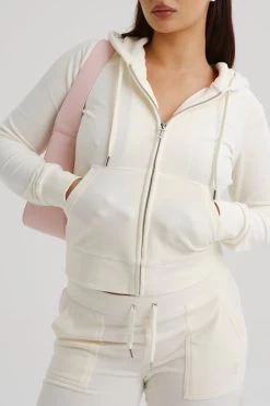 Juicy Couture CREAM CLASSIC VELOUR ROBERTSON HOODIE -Juicy Couture JCAP176ROB SUGARSWIZZLE 028