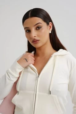 Juicy Couture CREAM CLASSIC VELOUR ROBERTSON HOODIE