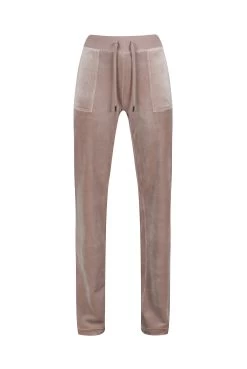 Juicy Couture WARM TAUPE CLASSIC VELOUR DEL RAY POCKETED BOTTOMS -Juicy Couture JCAP180 116 DELRAY WARM TAUPE FRONT