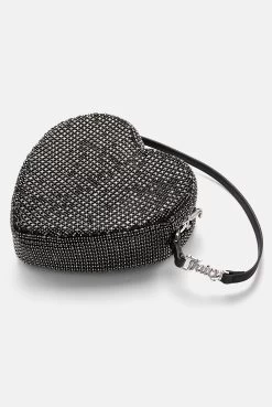 Juicy Couture BLACK DIAMANTE HEART SHAPED SHOULDER BAG