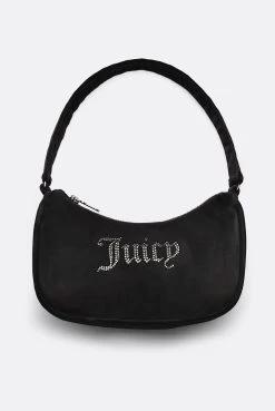 Juicy Couture BLACK DIAMANTE VELOUR SHOULDER BAG