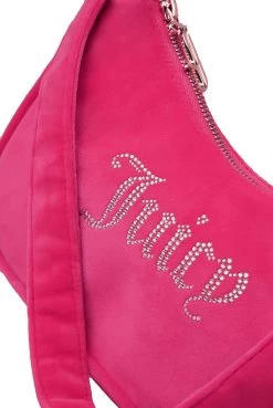 Juicy Couture PINK GLO DIAMANTE VELOUR SHOULDER BAG -Juicy Couture JCAUB223742 PINK GLO 0000 Layer9copy
