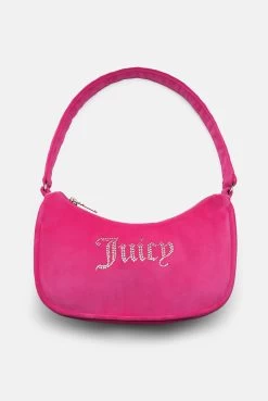 Juicy Couture PINK GLO DIAMANTE VELOUR SHOULDER BAG