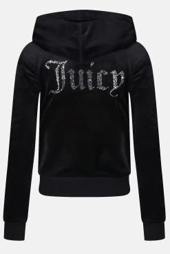 Juicy Couture BLACK MIXED CRYSTAL CLASSIC VELOUR ROBERTSON HOODIE -Juicy Couture JCBA222011 BLACK 2