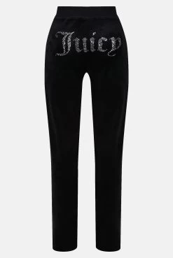 Juicy Couture BLACK MIXED CRYSTAL CLASSIC VELOUR DEL RAY BOTTOMS -Juicy Couture JCBB222004 BLACK 2