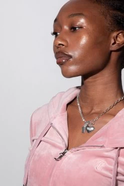 Juicy Couture SILVER PAVÈ CRYSTAL CHOKER NECKLACE WITH HEART PENDANT -Juicy Couture JCJCHN22201611503