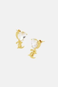 Juicy Couture CLEAR CRYSTAL HEART WITH GOLD JC DROP EARRINGS 6 Juicy Couture CLEAR CRYSTAL HEART WITH GOLD JC DROP EARRINGS -Juicy Couture JCJDE222070454JANETTEEARRINGINGOLDWITHCRYSTAL02