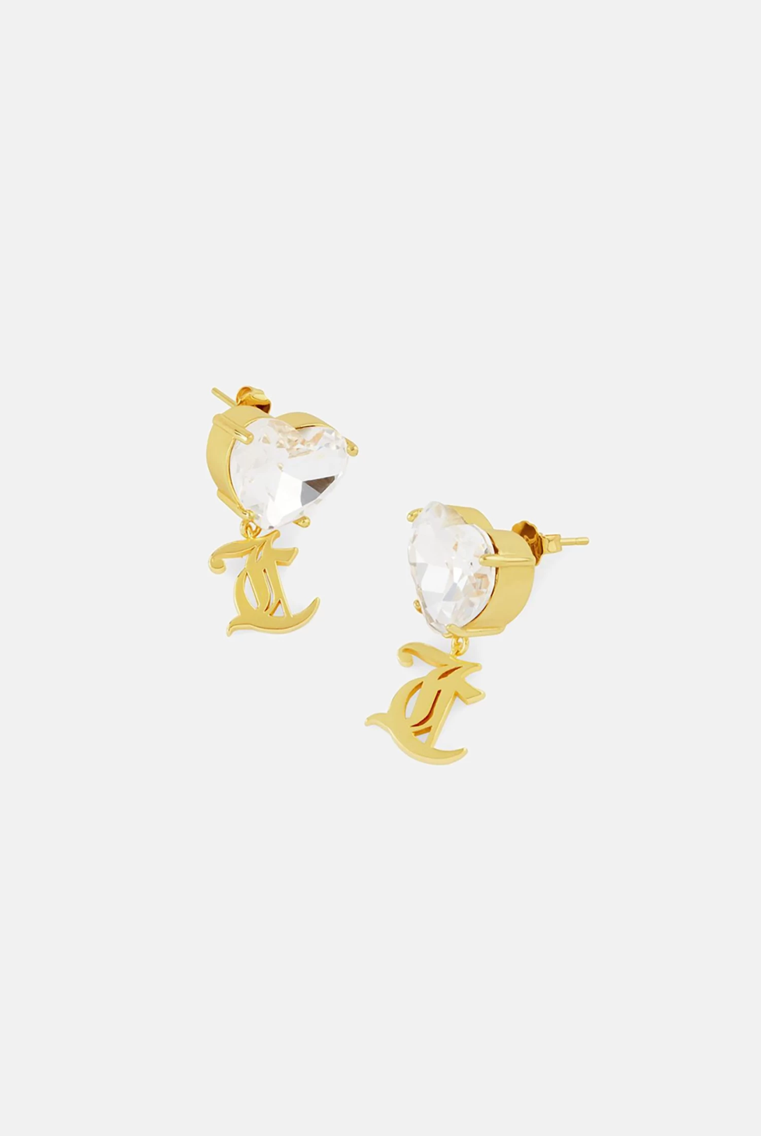 Juicy Couture CLEAR CRYSTAL HEART WITH GOLD JC DROP EARRINGS 3 Juicy Couture CLEAR CRYSTAL HEART WITH GOLD JC DROP EARRINGS - Image 3