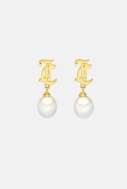 Juicy Couture GOLD JC STUDS WITH PEARL DROP