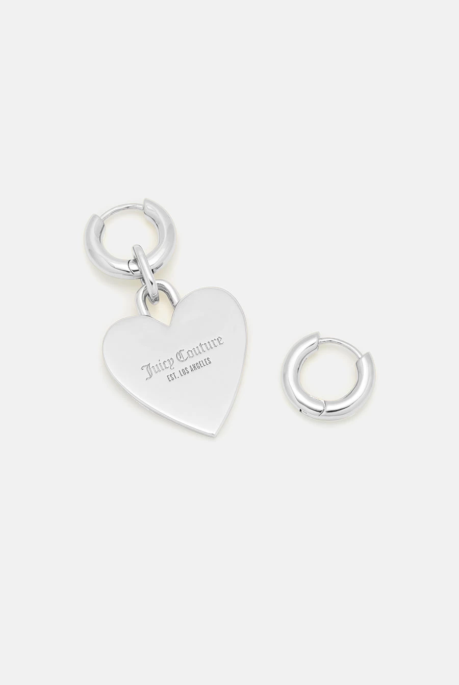 Juicy Couture SILVER HOOP EARRINGS WITH SINGLE HEART DROP 2 Juicy Couture SILVER HOOP EARRINGS WITH SINGLE HEART DROP - Image 2