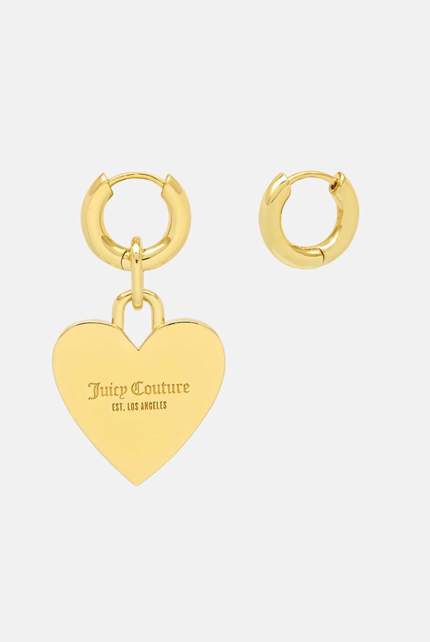 Juicy Couture GOLD HOOP EARRINGS WITH SINGLE HEART DROP 1 Juicy Couture GOLD HOOP EARRINGS WITH SINGLE HEART DROP
