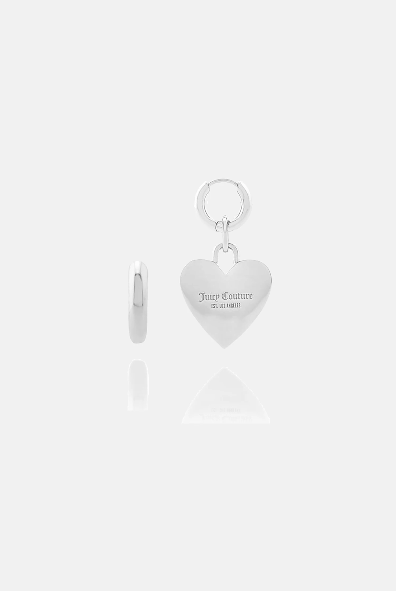 Juicy Couture SILVER HOOP EARRINGS WITH SINGLE HEART DROP 3 Juicy Couture SILVER HOOP EARRINGS WITH SINGLE HEART DROP - Image 3