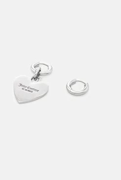 Juicy Couture SILVER HOOP EARRINGS WITH SINGLE HEART DROP 7 Juicy Couture SILVER HOOP EARRINGS WITH SINGLE HEART DROP -Juicy Couture JCJHE222068115MARTHAHOOPSINSILVER02