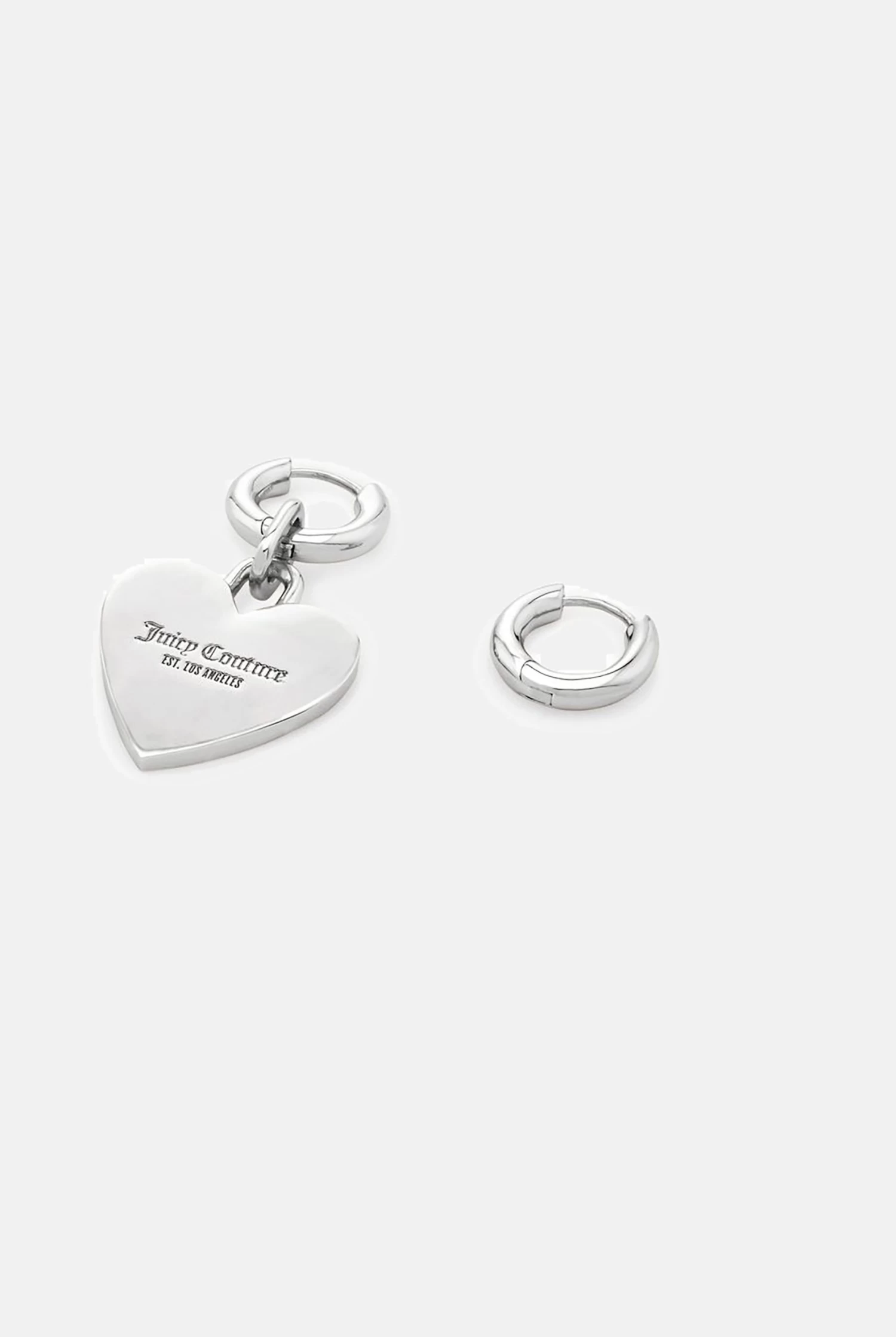 Juicy Couture SILVER HOOP EARRINGS WITH SINGLE HEART DROP 4 Juicy Couture SILVER HOOP EARRINGS WITH SINGLE HEART DROP - Image 4