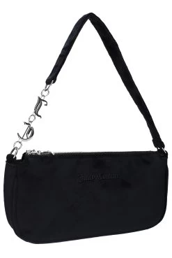 Juicy Couture BLACK VELOUR CHARM SHOULDER BAG